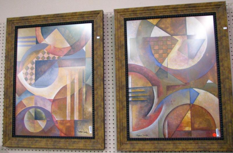 Appraisal: Pair of Framed Decorators Prints Geometric