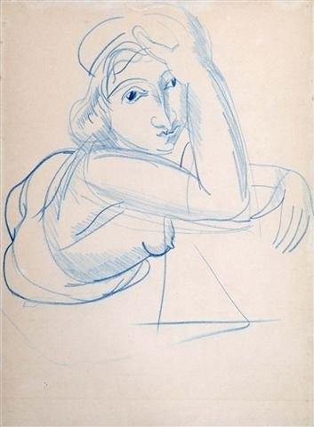 Appraisal: RAOUL DUFY - - 'Etude de femme' blue crayon on