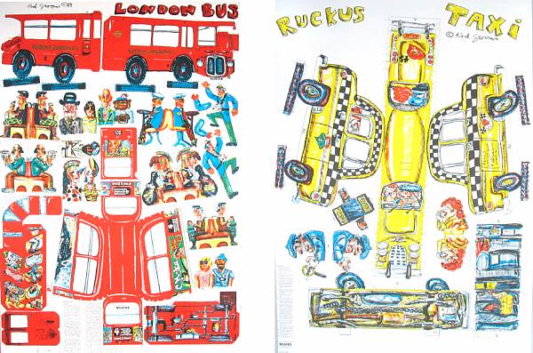 Appraisal: Red Grooms London Bus Ruckus Taxi Lithographic posters printed in