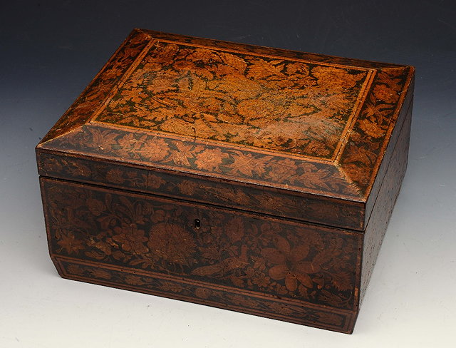 Appraisal: A REGENCY PEN WORK WORKBOX the interior fitted a tray