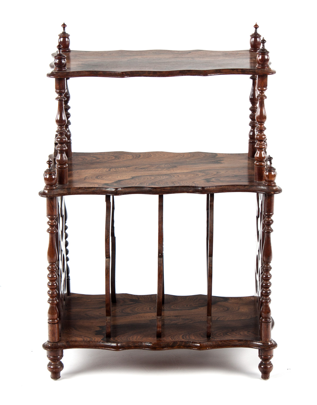 Appraisal: Victorian Rococo Revival rosewood music stand circa two shaped shelves