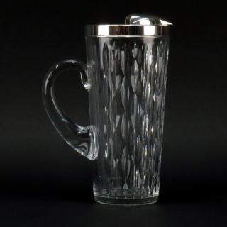 Appraisal: Tiffany Co Crystal and Silver Cocktail Pitcher Signed Good condition