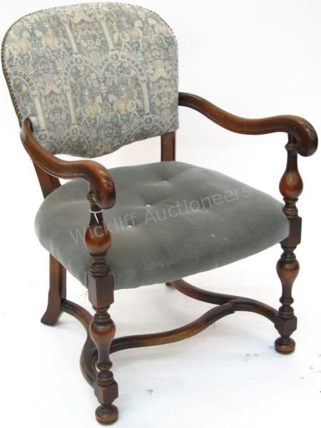 Appraisal: An antique chair William and Mary period style button tufted