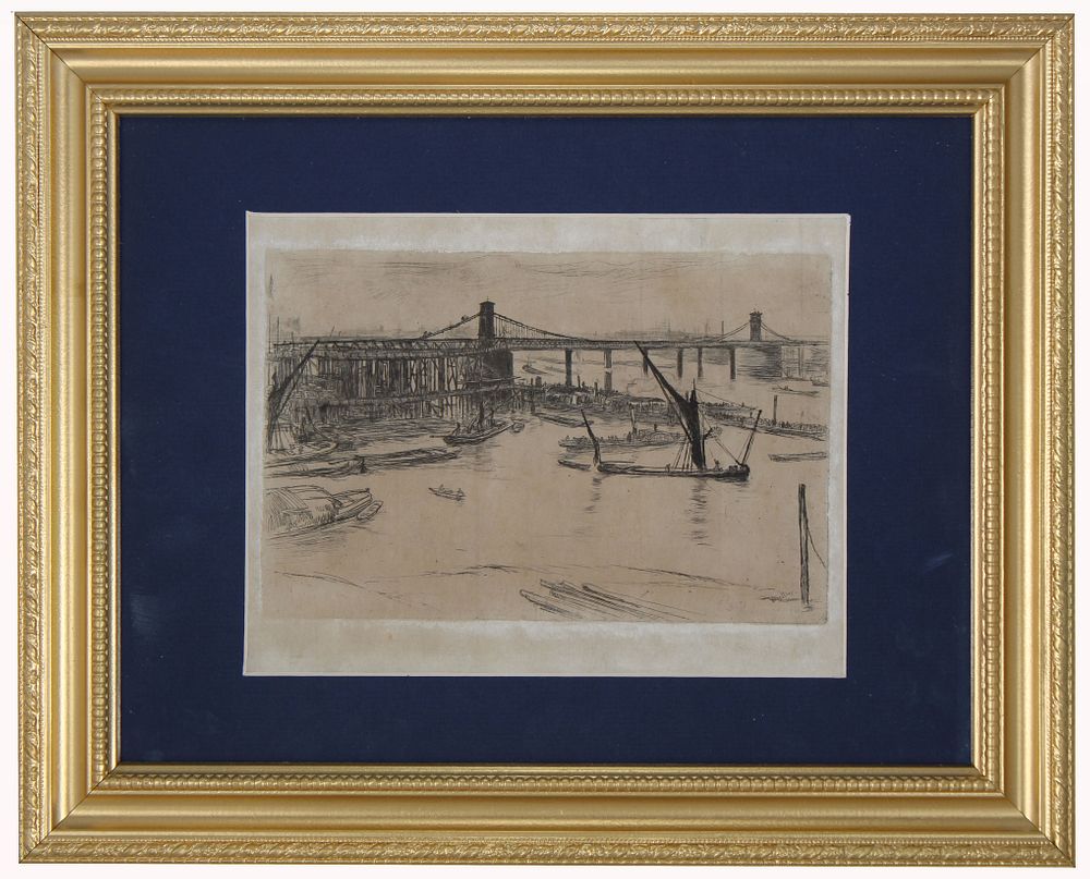 Appraisal: James Whistler - Etching James Whistler - Old Hungerford Bridge