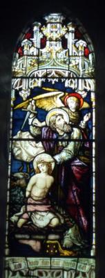 Appraisal: A STAINED GLASS WINDOW BY POWELL BROS The Sacrifice of