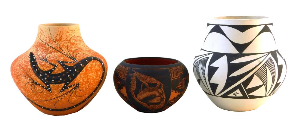 Appraisal: Contemporary Southwest pottery three pieces all signed including one signed