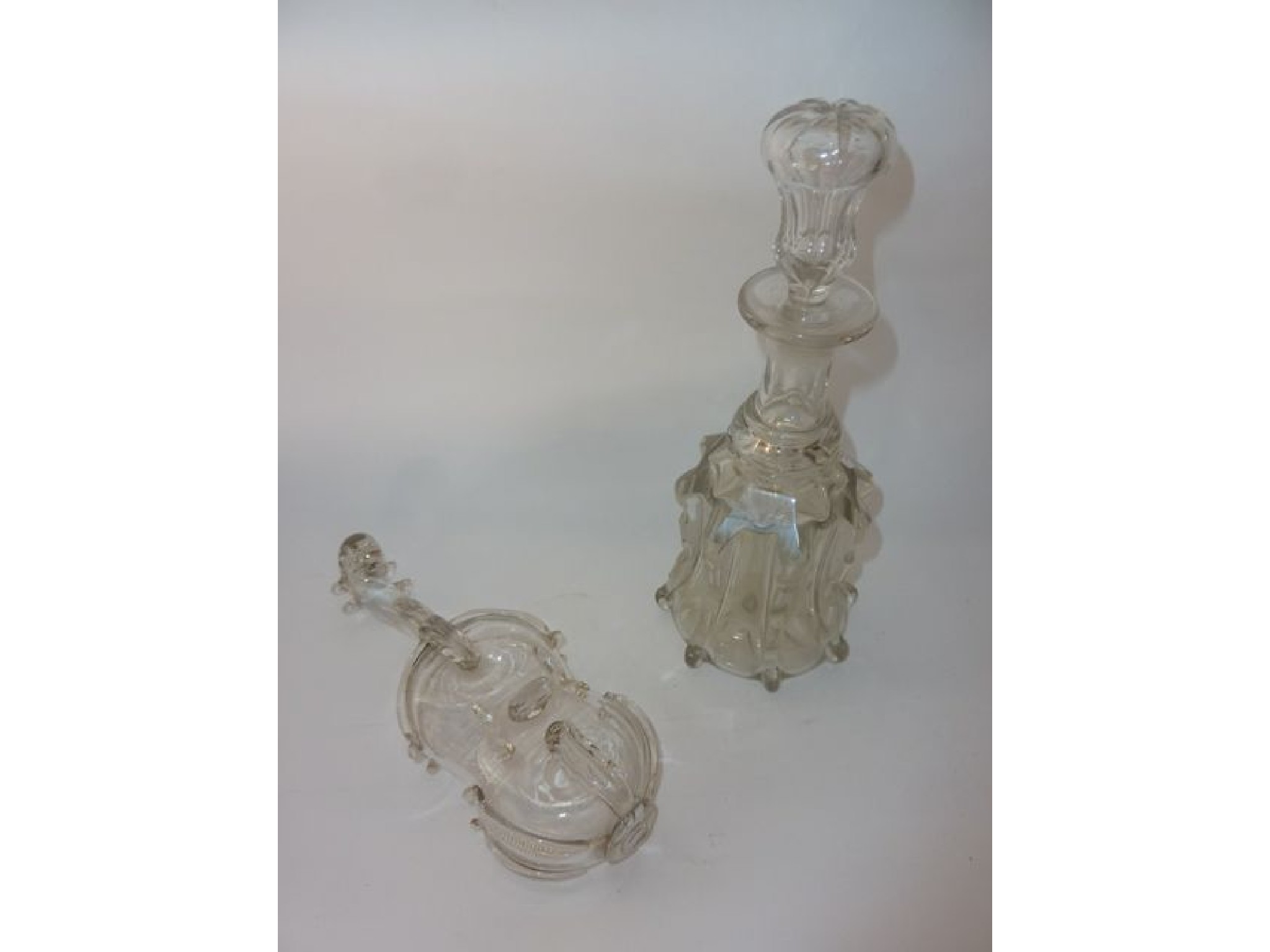 Appraisal: A th century hand blown clear glass decanter with ribbed