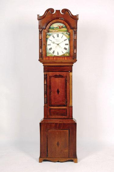 Appraisal: AN OAK AND MAHOGANY LONGCASE CLOCK with a white enamel