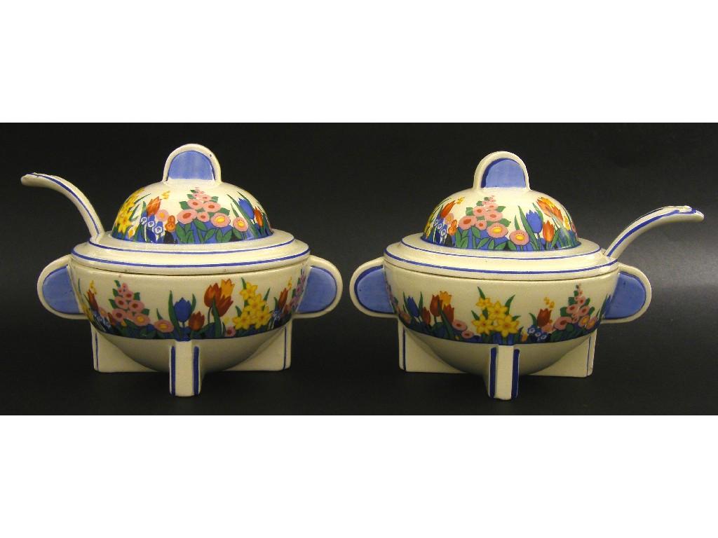 Appraisal: Pair of Wilkinson 'Chloris' sauce tureens with covers and ladles