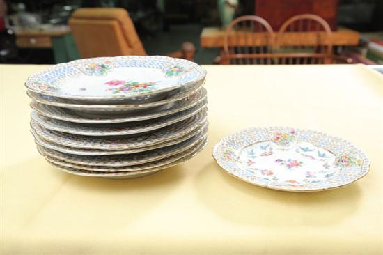 Appraisal: TEN DRESDEN PLATES Reticulated plates having blue and gilt floral