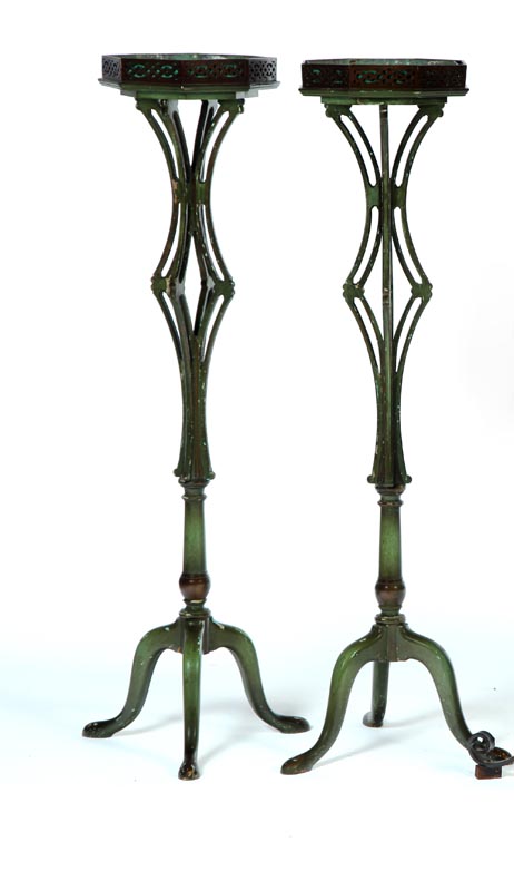 Appraisal: PAIR OF FERN STANDS Continental th century wooden bases Metal