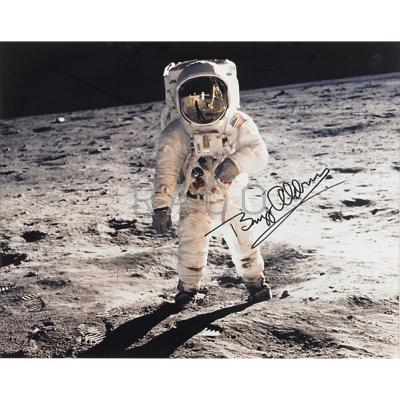 Appraisal: BUZZ ALDRIN AUTOGRAPHED LARGE FORMAT PHOTOGRAPH Commemorating the th anniversary