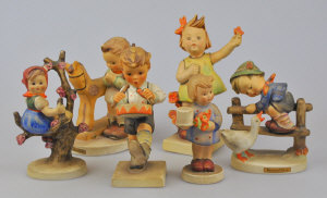 Appraisal: Six Goebel Hummel figures - 'prayer before battle' 'girl holding