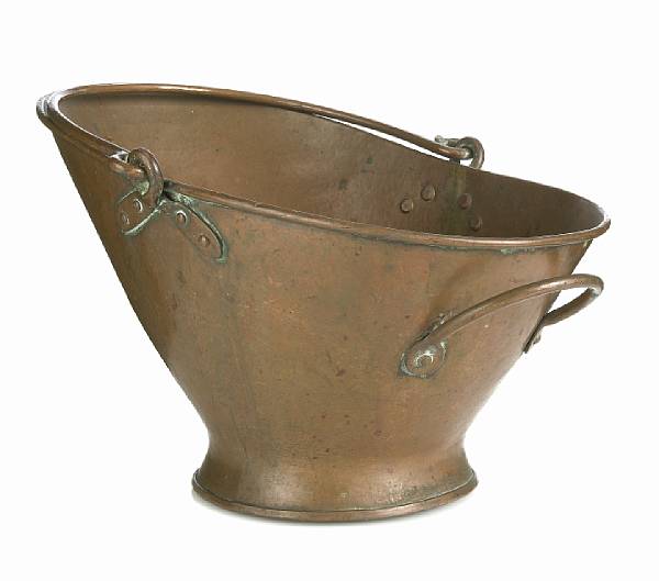 Appraisal: A Dirk Van Erp copper helmet form coal bucket -