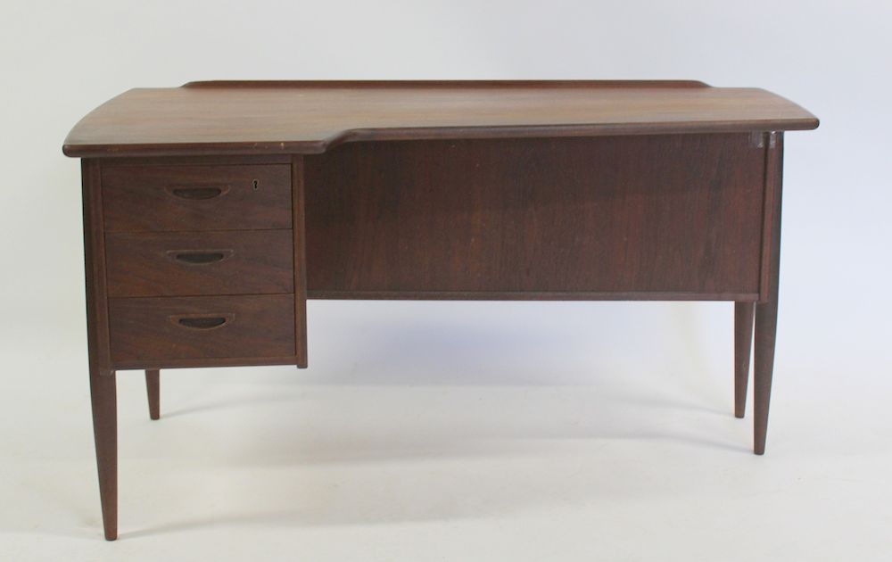 Appraisal: MIDCENTURY Peter Loivig Teak Boomerang Desk Attributed to Arne Vodder