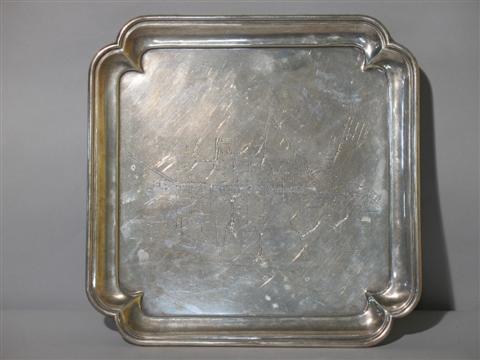 Appraisal: STERLING SILVER TRAY ETCHED MAP WILLIAMSBURG Of square shape with