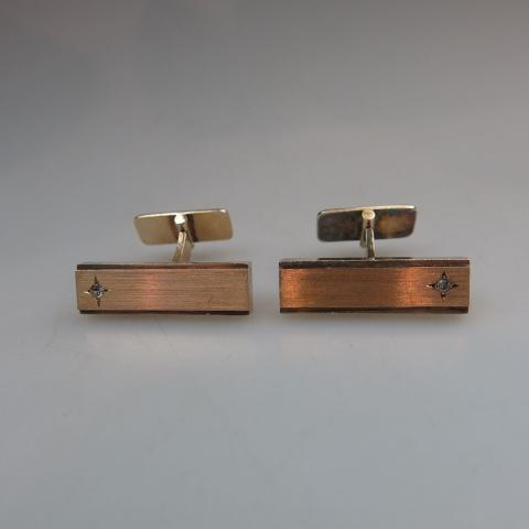 Appraisal: Swedish Silver Gilt Cufflinks each set with a cubic zirconia