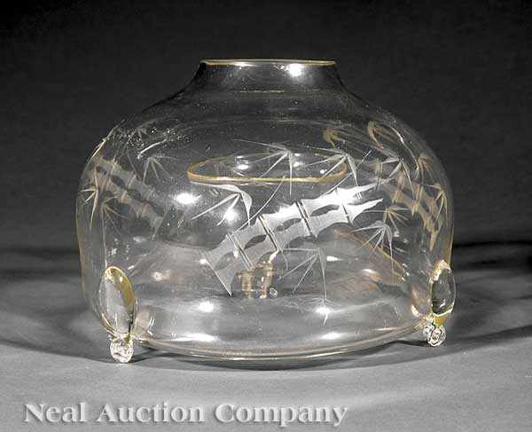 Appraisal: A Fine American Etched and Blown Glass Fly Catcher th