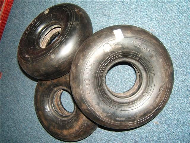 Appraisal: THREE SPITFIRE TAIL WHEEL TYRES each diameter