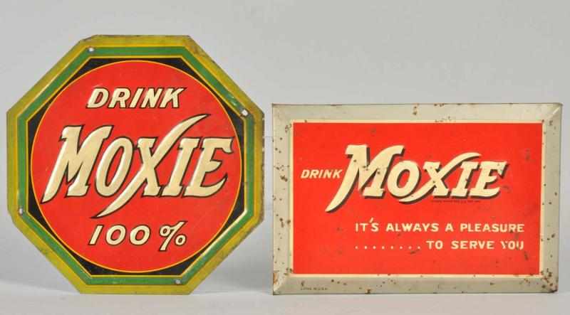 Appraisal: Lot of Embossed Tin Moxie Signs Includes one s octagonal