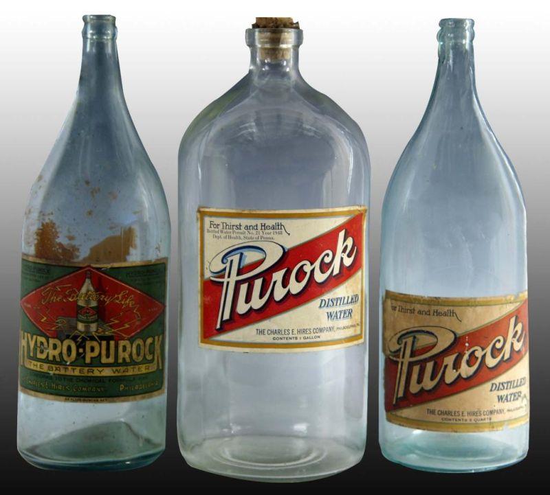 Appraisal: Lot of Assorted Glass Bottles for Purock Description s Manufactured