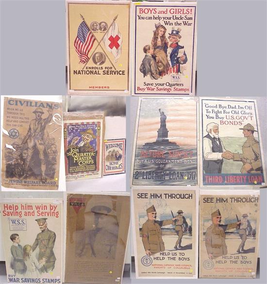 Appraisal: Group of American WWI Posters including Before Sunset x missing