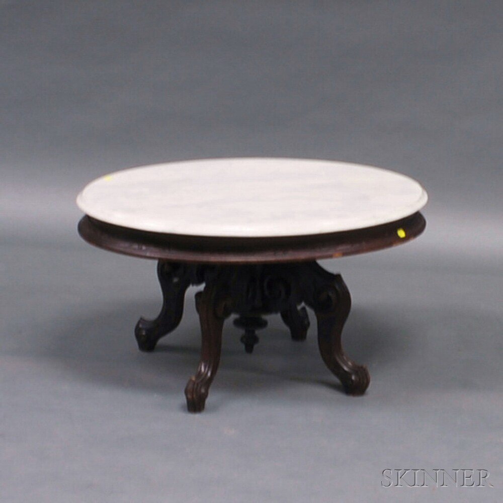 Appraisal: Victorian Mahogany Marble-top Occasional Table late th century the molded