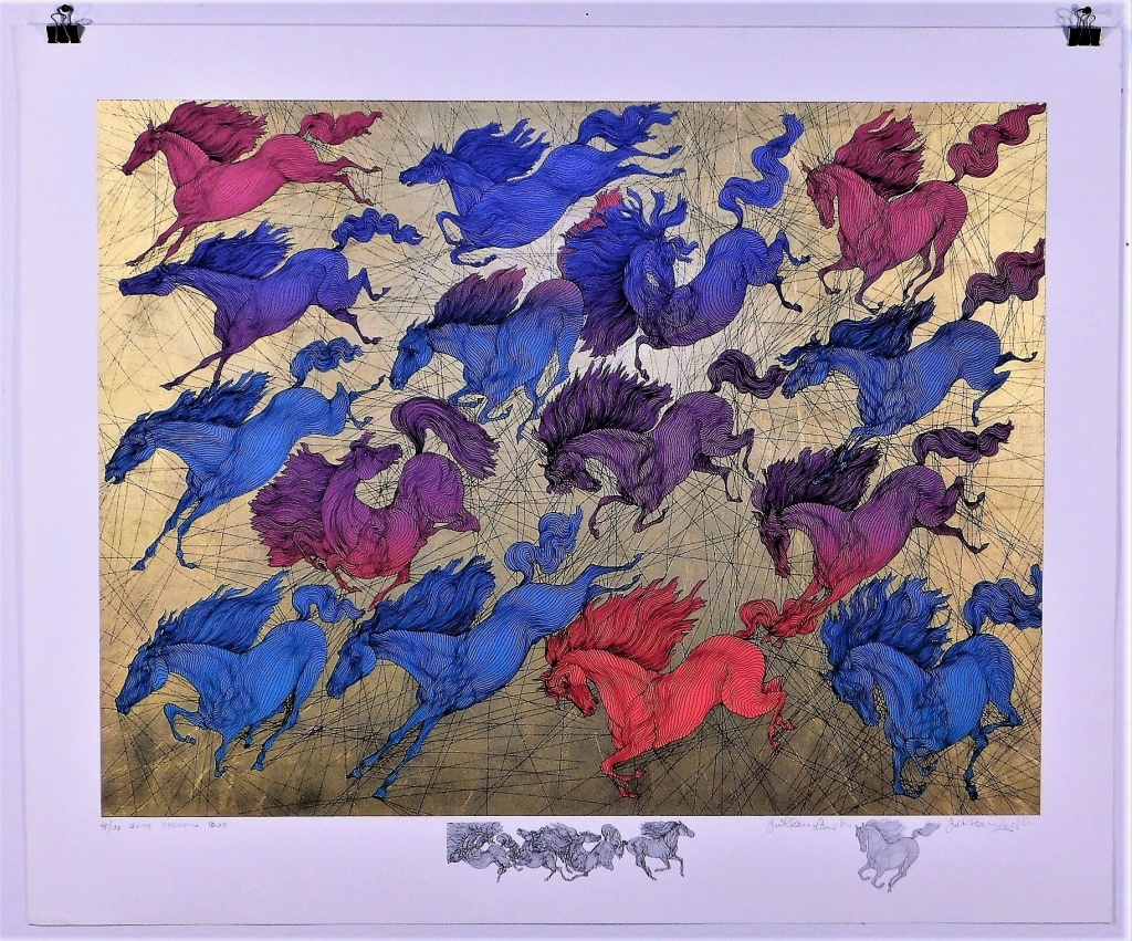 Appraisal: GUILLAUME AZOULAY HORSES QUINZE CHEVAUX SERIGRAPH Israel b Quinze Chaveaux