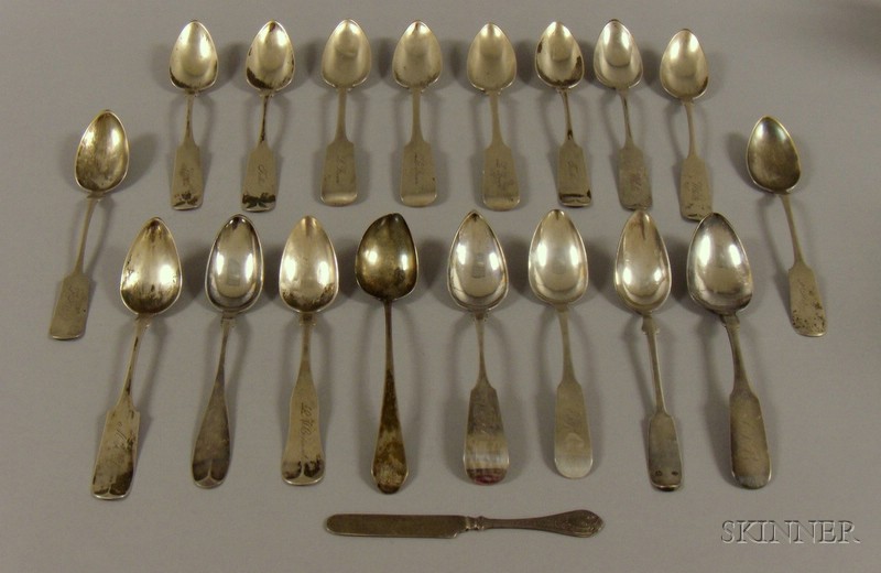 Appraisal: Eighteen Coin Silver Serving Spoons Hollister Root Brother Matson Cook