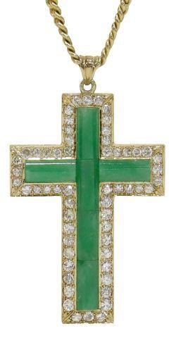 Appraisal: Estate kt yellow gold tested pendant necklace cross set with