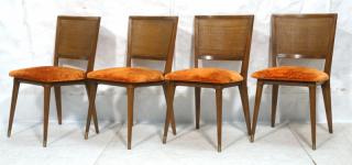 Appraisal: Set Four Modern Dining Chairs Caned back walnu Set Four