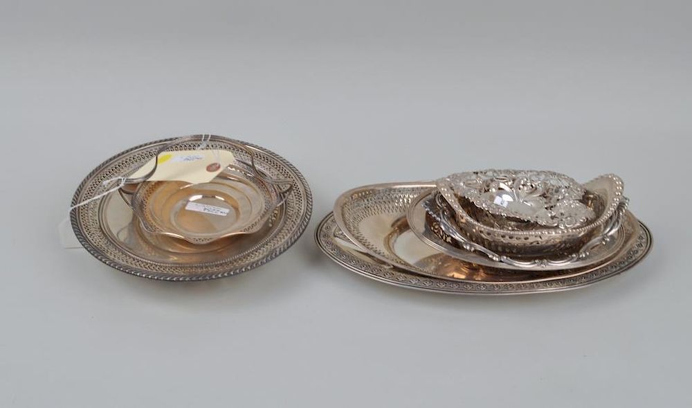 Appraisal: Group Nine Sterling Pierced Trays Bowls comprising a Webster handled