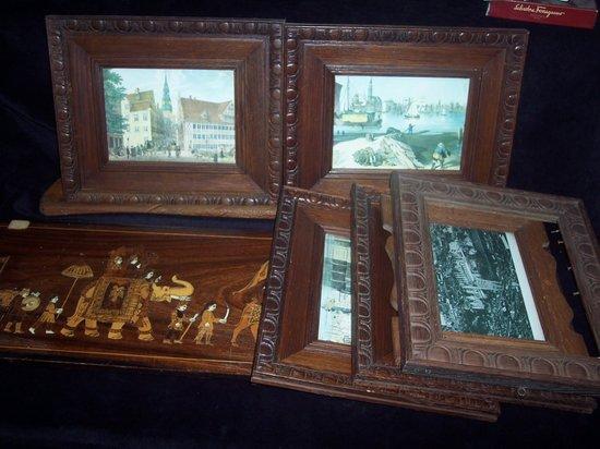 Appraisal: A quantity of oak frames an inlaid Indian panel and