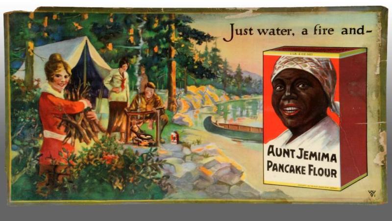 Appraisal: Cardboard Aunt Jemima Pancake Trolley Car Sign Description Circa to