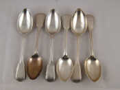 Appraisal: A set of six Fiddle and thread dessert spoons Joseph