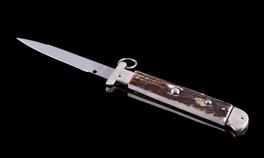 Appraisal: Campolin Italian Ring Pull Stiletto Switchblade This is an Italian