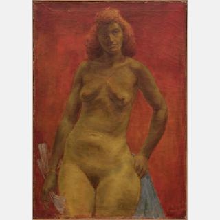 Appraisal: William Schock - Yellow Nude Oil on canvas Signed and