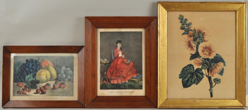 Appraisal: Two Framed Currier Ives Lithographs one of girl original frame