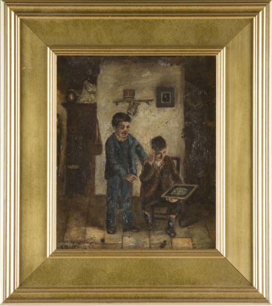 Appraisal: J Brown Wilson Am th c Schoolboys oil on canvas