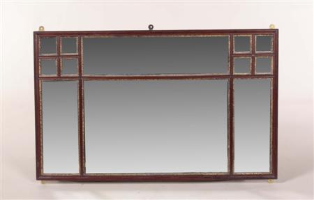 Appraisal: A George III mahogany and parcel gilt overmantel mirror the