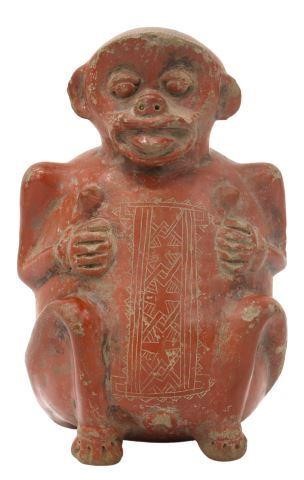 Appraisal: Colombian pottery monkey-form effigy vessel Calima c B C -