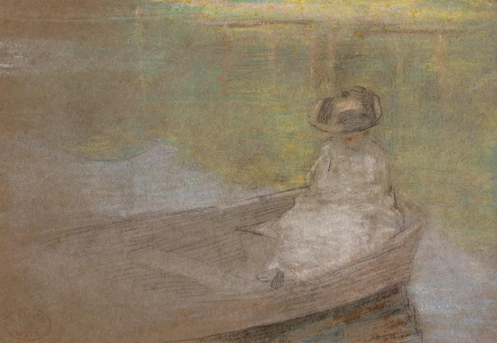 Appraisal: JULIAN ALDEN WEIR American - Woman in a Boat pastel