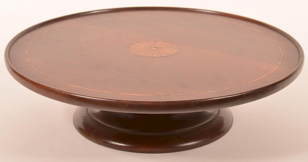 Appraisal: Vintage Mahogany Inlaid Lazy Susan Vintage Mahogany Inlaid Lazy Susan