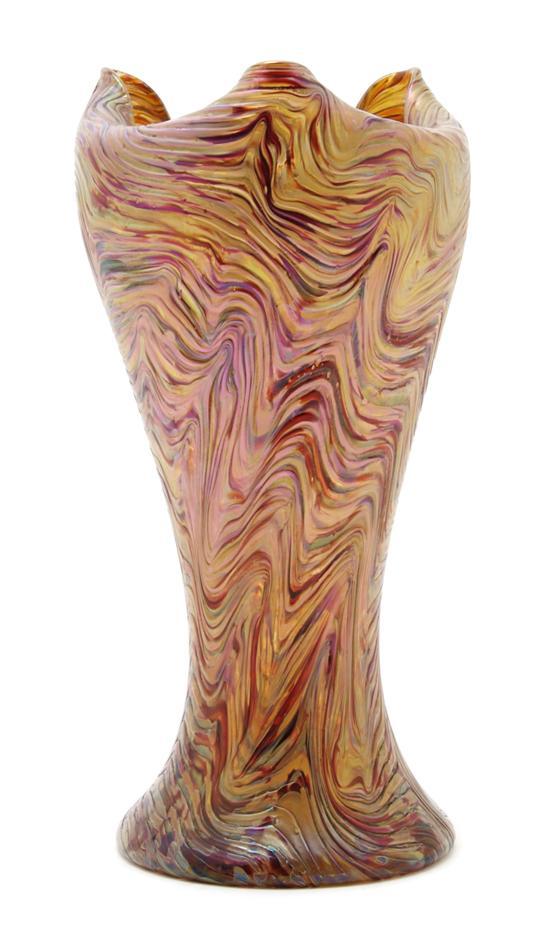 Appraisal: Continental Iridescent Glass Vase in the Manner of Rindskopf of