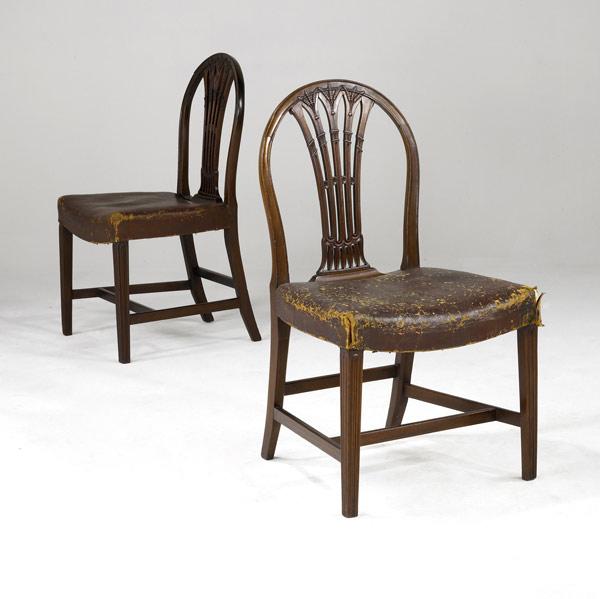 Appraisal: ENGLISH GEORGE III CHAIRS Pair of chairs with carved backs