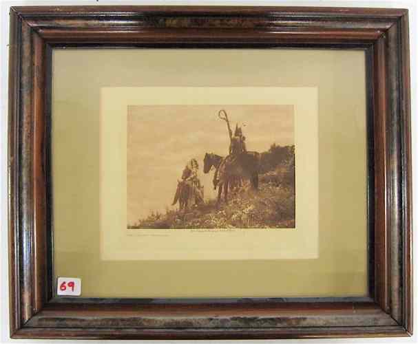 Appraisal: EDWARD S CURTIS PHOTOGRAVURE Seattle - ''The Lookout - Apsaroke''