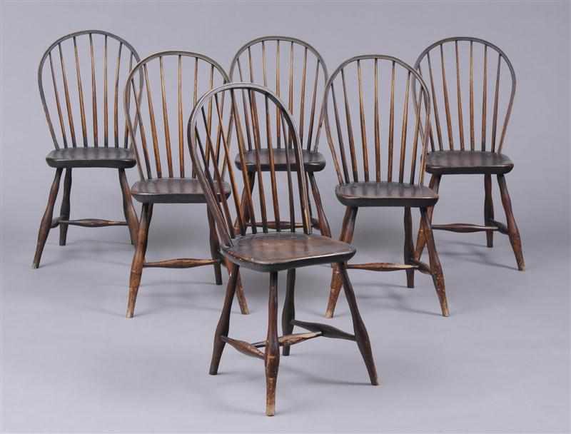 Appraisal: SET OF SIX AMERICAN WINDSOR HOOP-BACK SIDE CHAIRS Each with