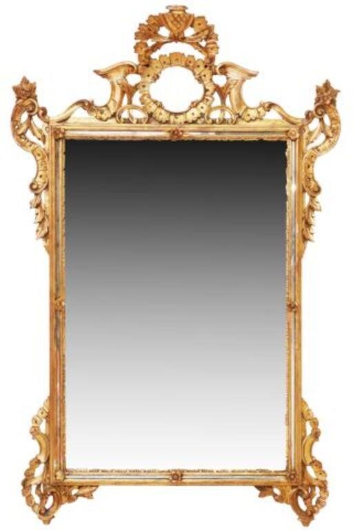 Appraisal: Italian Florentine giltwood mirror th c having pierce carved rocaille