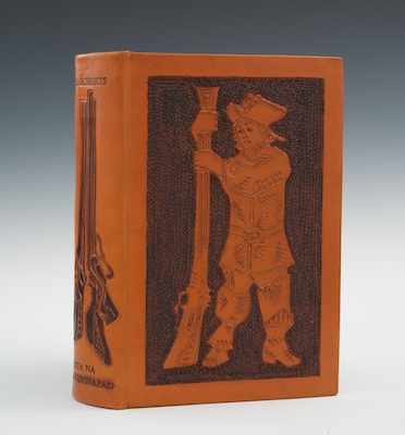 Appraisal: Carved Leather Binding by Jan Sobota of Kenneth Roberts Cesta