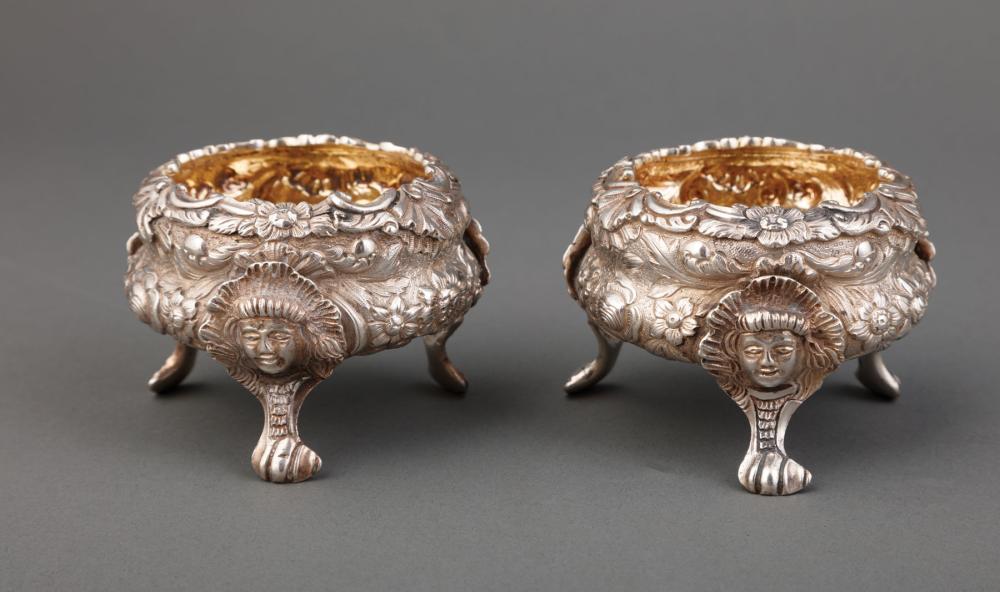 Appraisal: Pair of George IV Sterling Silver Repousse Master Salts John